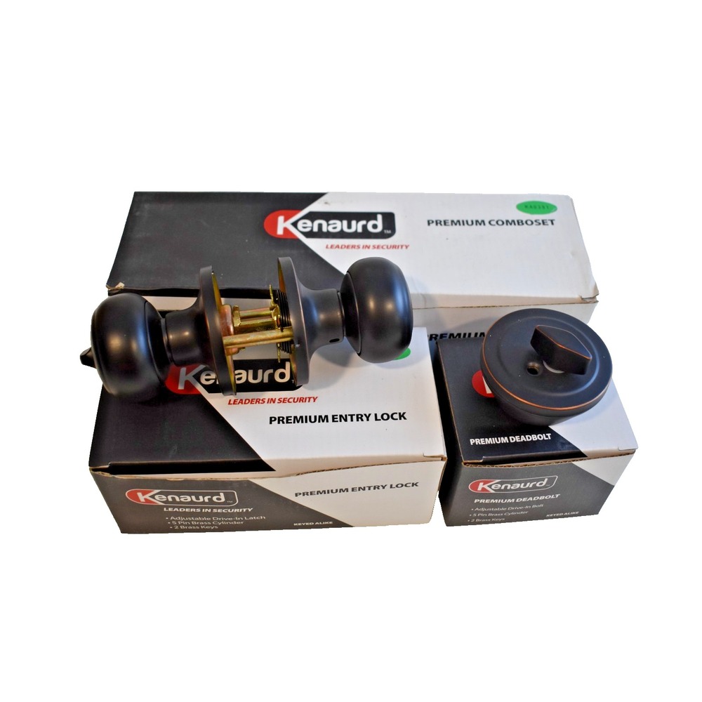 Kenaurd Entry Lock and Deadbolt Combo New Hardware and Keys Satin Black #4551